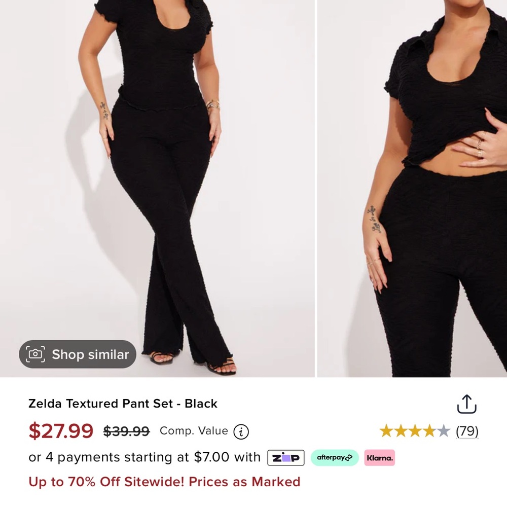 Black two piece pant set